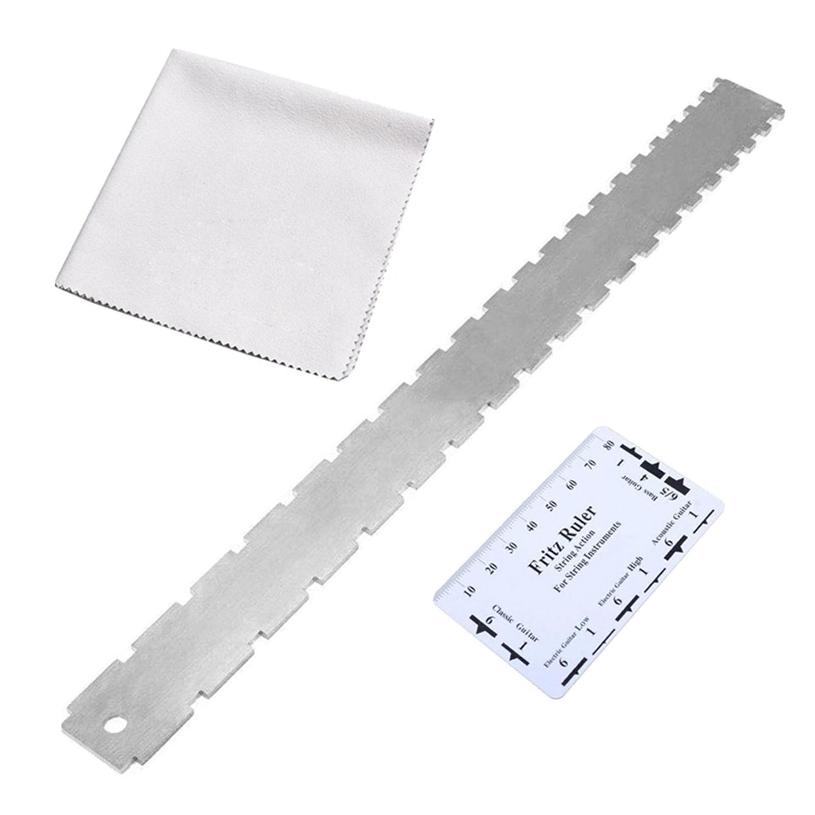 Guitar Neck Notched Straight Fret Ruler Measuring Ruler Gauge Fret Leveling Fret Guitar Level Luthier Tool for Bass Acoustic Electric Guitar