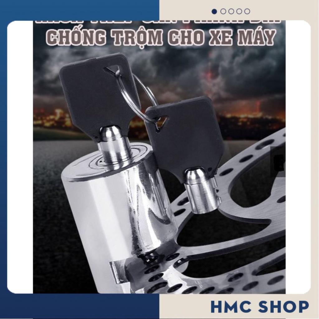 Khóa phanh đĩa xe máy hình trụ chống trộm chất liệu thép nguyên khối thiết kế thông minh an toàn.