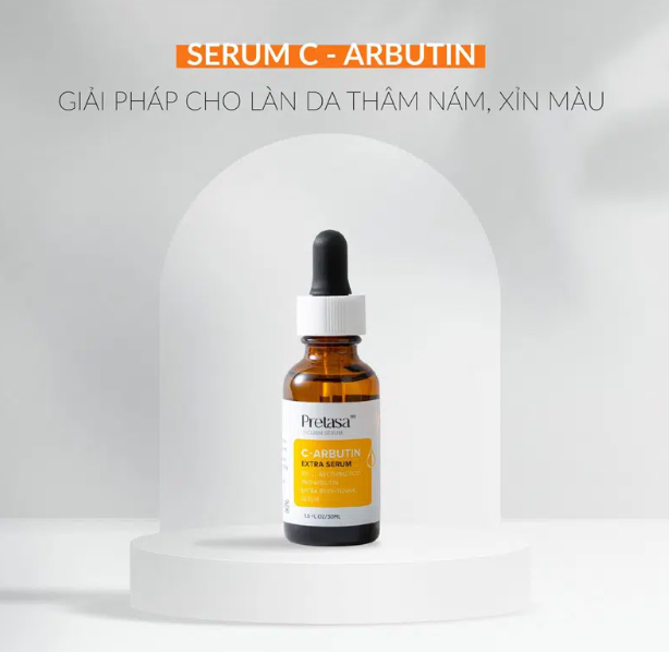 Serum Pretasa C-Arbutin extra giúp giảm thâm nám, da không đều màu, chống lão hóa, cấp ẩm chuyên sâu