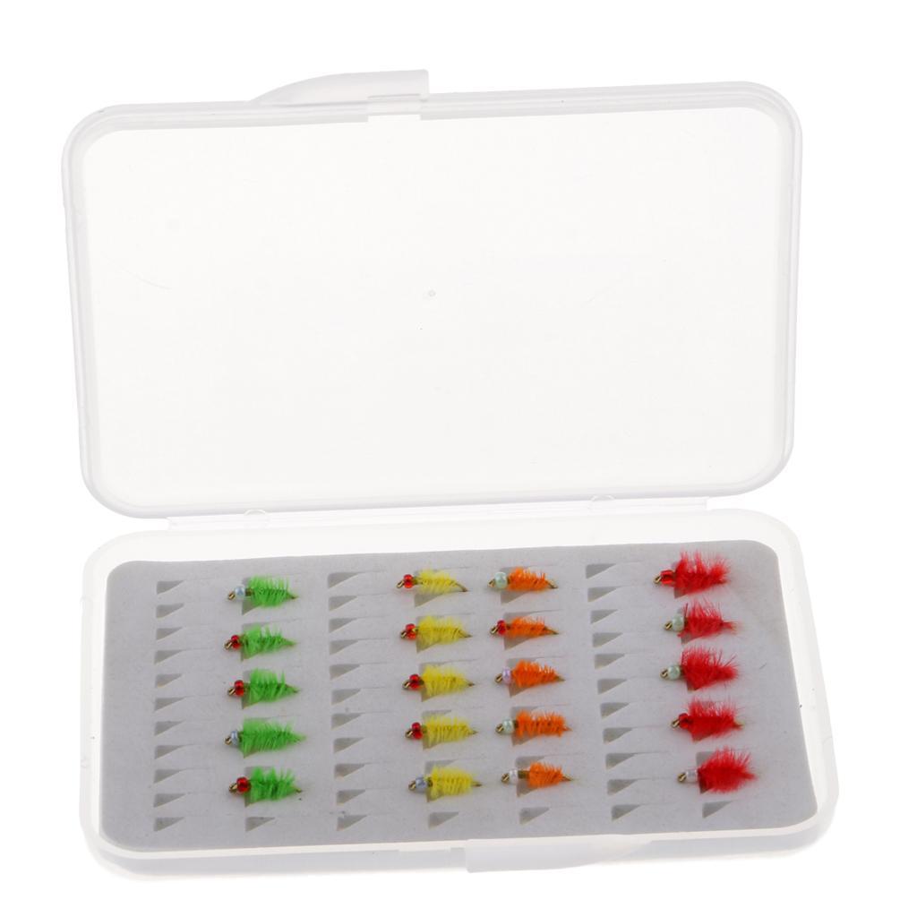 20pcs/Box Trout Fly Fishing Flies Dry Simulation Insects Nymph Flies 4 Colors