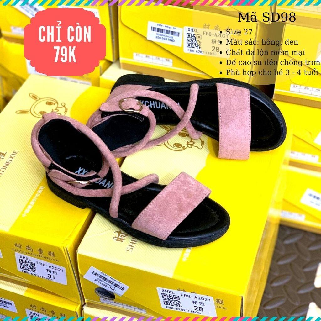 Dép quai hậu bé gái da lộn giá rẻ sandal quai ngang cho bé gái 3 - 4 tuổi thời trang phong cách Hàn Quốc SD98