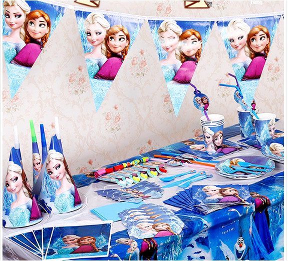 Sét trang trí sinh nhật 16 món  đầy đủ cho bé gái chủ đề công chúa ELSA