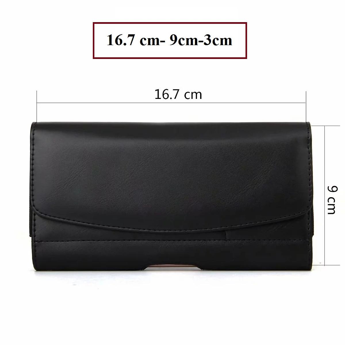 Bao da đựng điện thoại đeo ngang hông dùng được cho điện thoại từ 5inch dến 6,3 inch - hàng nhập khẩu
