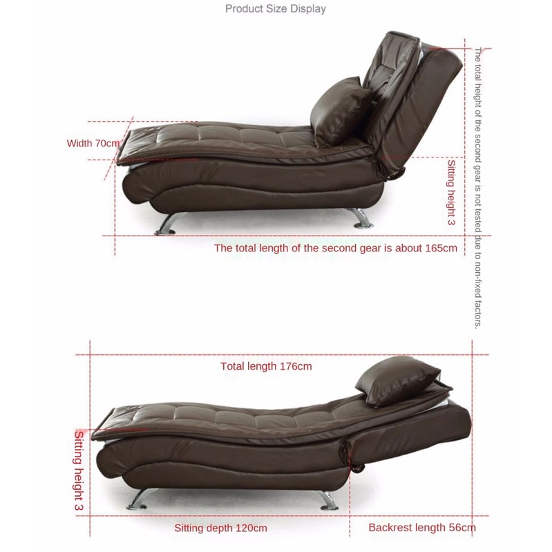 Ghế giường thư giãn đa năng 3 chế độ khung thép bọc nệm và da PU chắc chắn, kt 175x75x45 cm {tặng kèm gối}