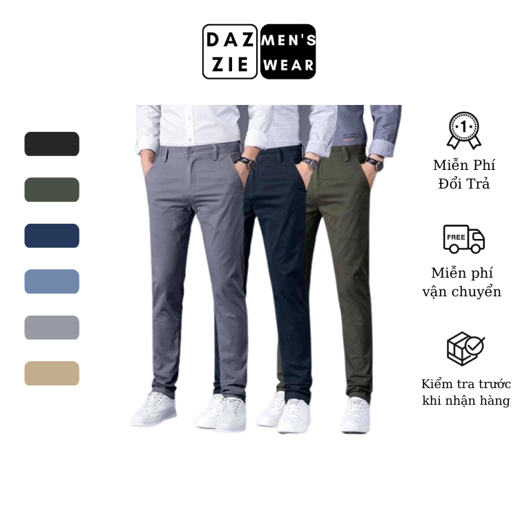 Quần Kaki Nam Dài DazzieMenwears  chất Cotton Khaki Cao Cấp, Mềm mịn phối đồ thời trang trẻ trung