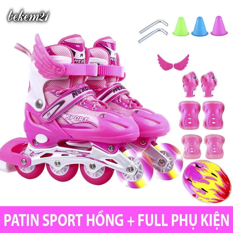 Giày trượt patin Sport điều chỉnh to nhỏ batin batanh cho trẻ em người lớn (tặng kèm 13-20 món bảo hộ