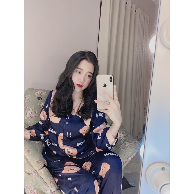 Đồ bộ mặc nhà cổ tiểu thư- lụa satin-hàng chất xịn xò