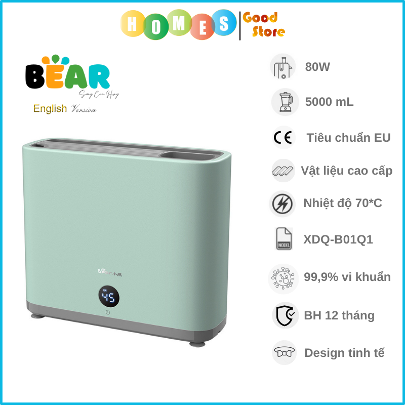 Máy Khử Trùng Dao Thớt Đũa BEAR XDQ-B01Q1 Kiêm Sấy Khô Khử Khuẩn Tia UV 100% Vi Khuẩn Có Hại Công Suất 80 W- Hàng Chính Hãng