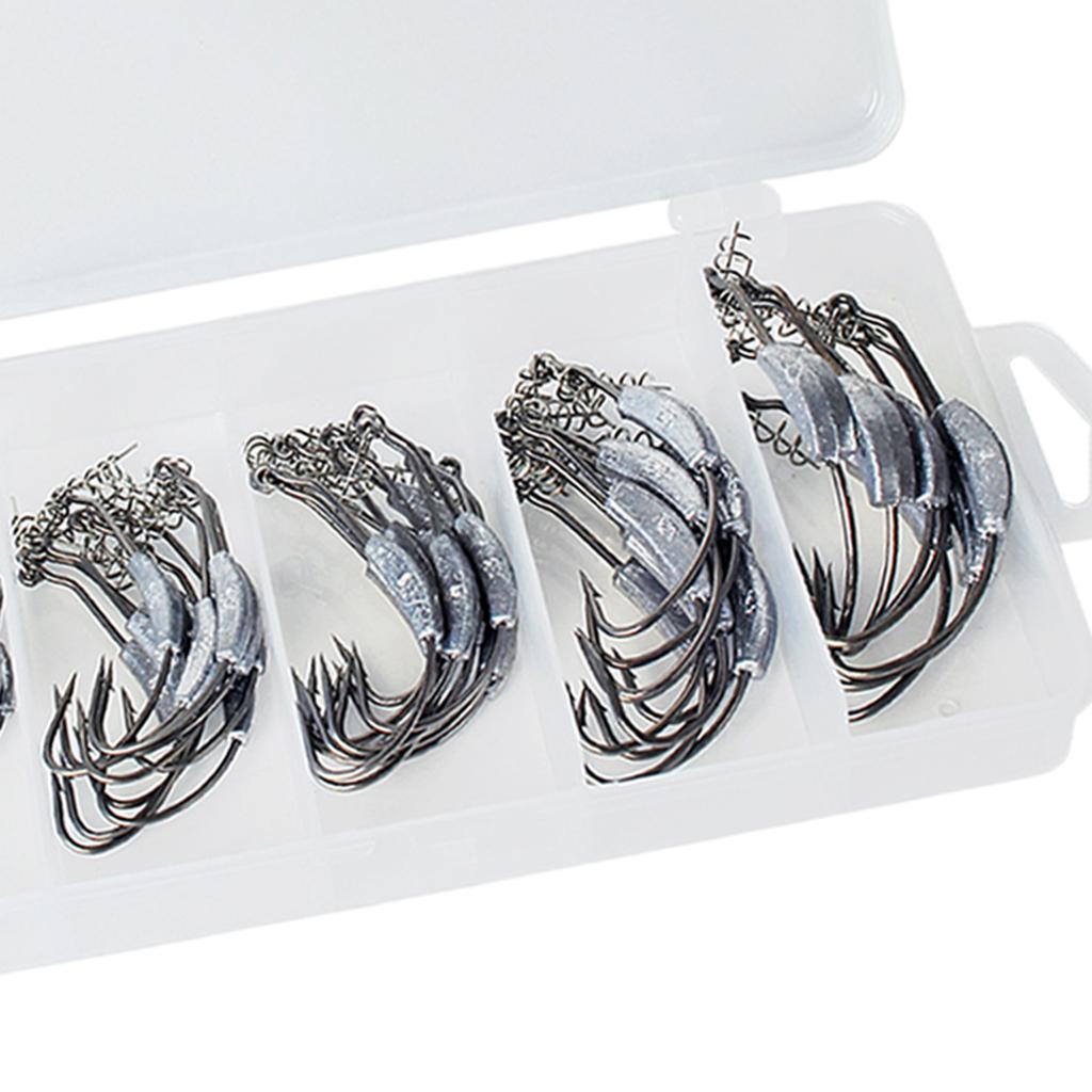1 Box Weighted Fishing Hooks with Lead Spring 50 Pieces