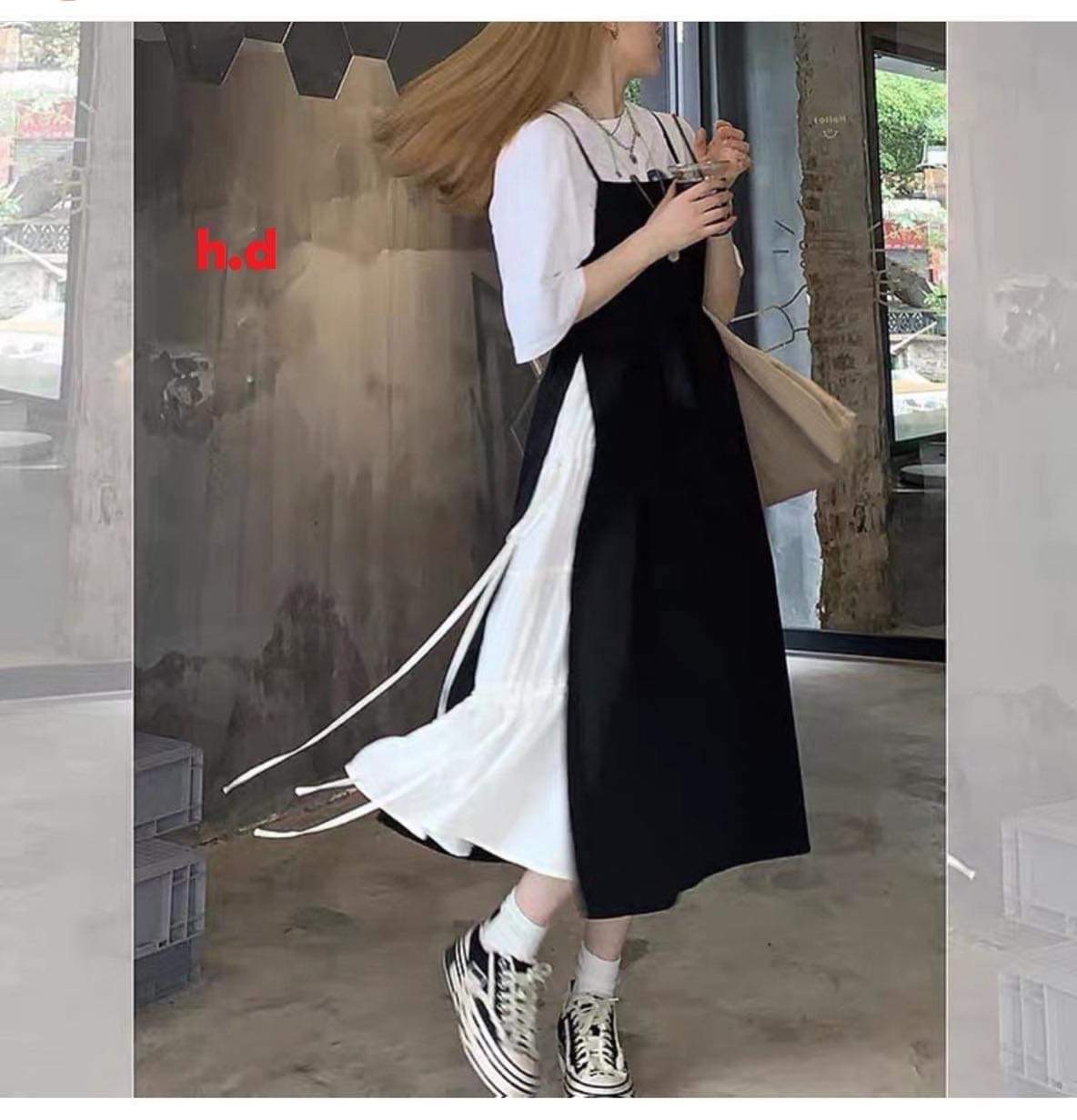 Sét Váy Yếm 2 Dây Chun eo và áo trong siêu đẹp