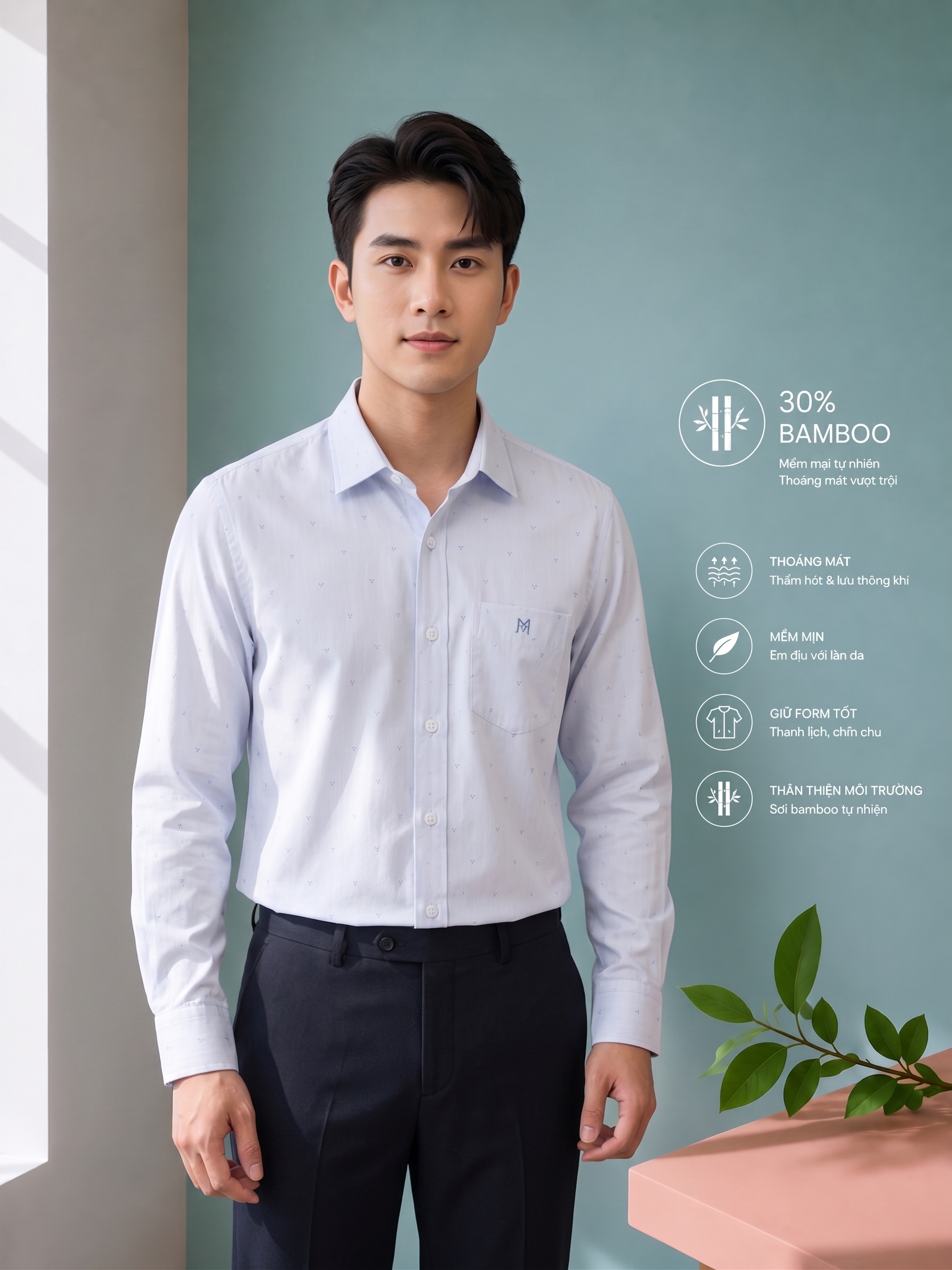 Áo sơ mi Khatoco tay dài (M,L)