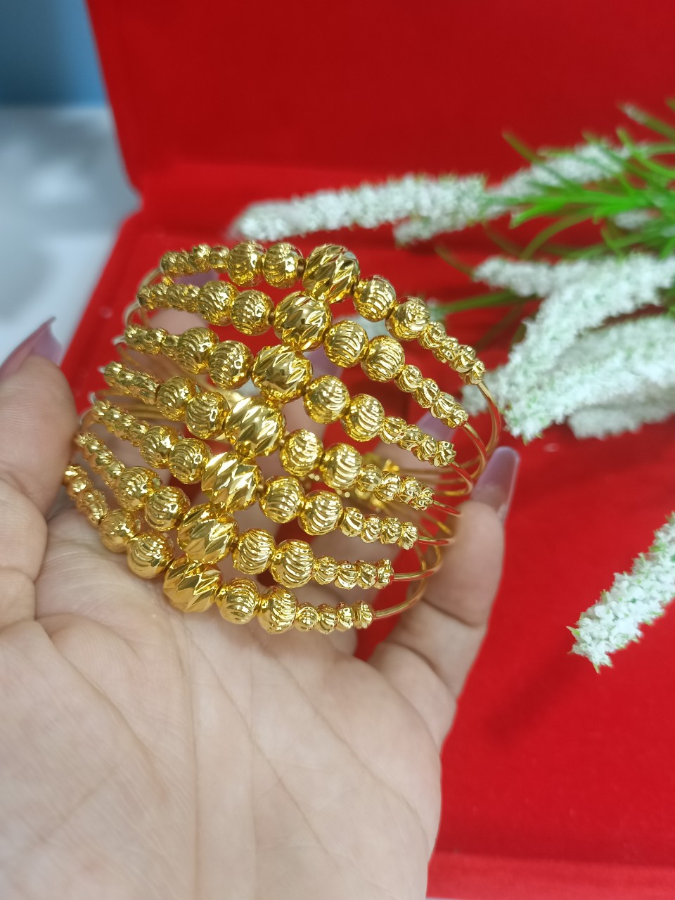 Vòng tay bi 7 hàng mạ 18.k siêu xinh E 18
