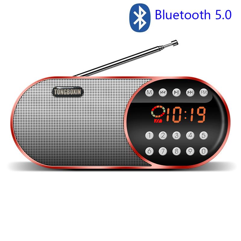 Di động Mini FM Radio Wireless Bluetooth 5.0 Loa TF \ USB \ LED flashling Chức năng hỗ trợ 3,5mm Máy nghe nhạc mp3 Color: Gold
