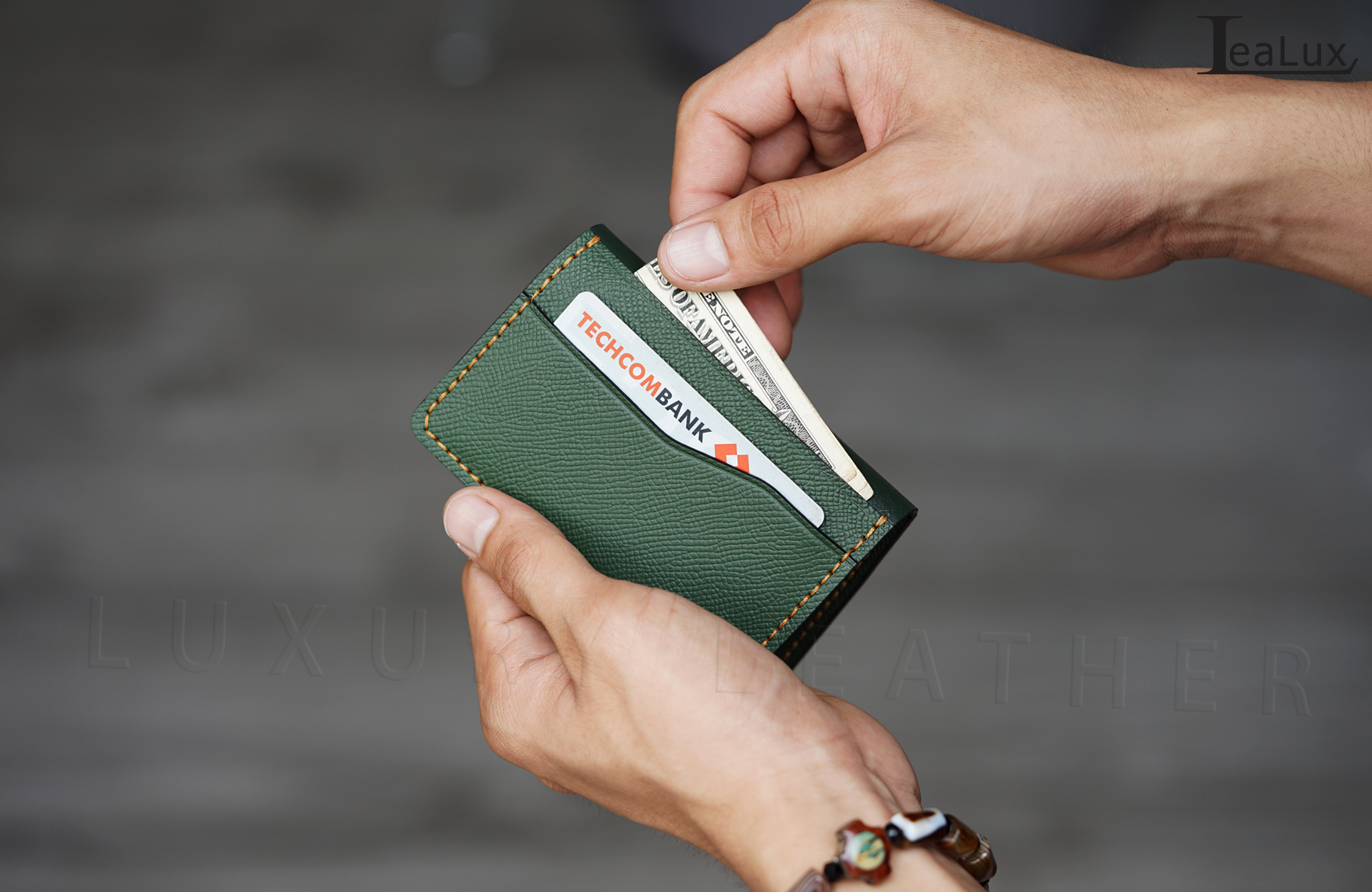 Ví Đựng Thẻ Nam Nữ Da Epsom Handmade Lealux Mini Epsom Wallet 1