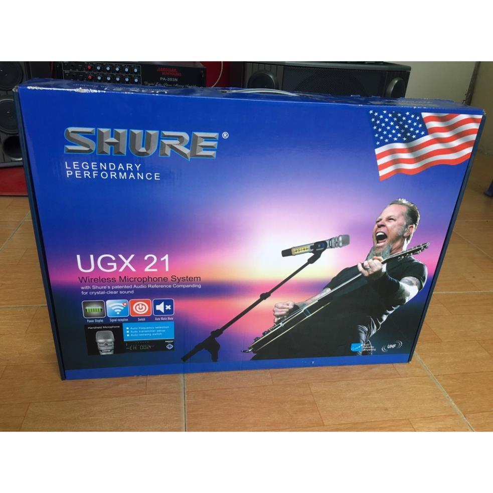 Micro Không Dây SHURE UGX 21 Tự Ngắt, Dò Sóng Chỉnh Tần Số Hiện Đại. Dòng Karaoke Cao Cấp Quán Hát.