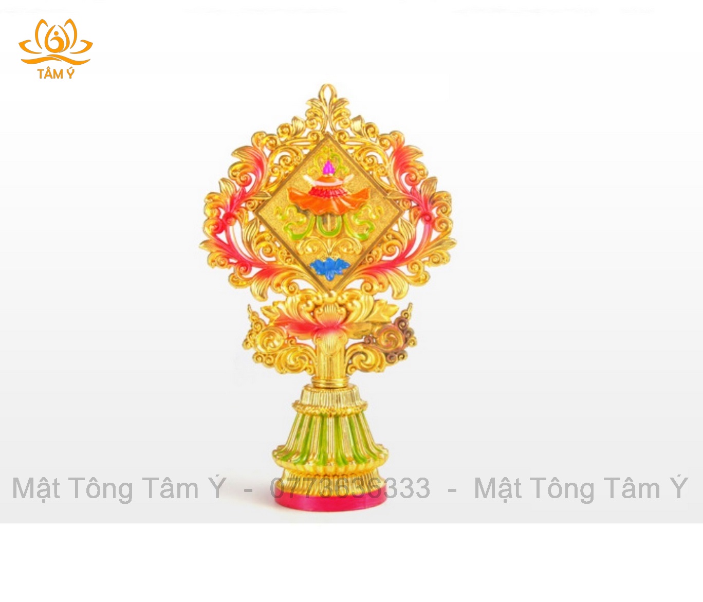 Bộ Bát Kiết Tường họa tiết tinh xảo màu sắc rực rỡ siêu đẹp bằng hợp kim mật tông Tâm Ý pháp bảo kim cương thừa