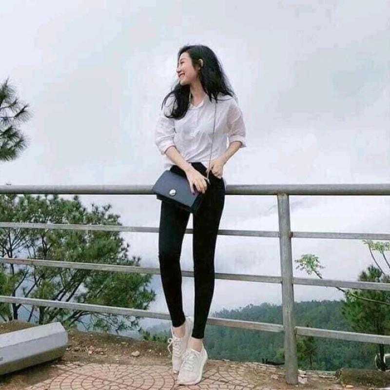 )Quần legghin lưng cao co giãn hàn quốc
