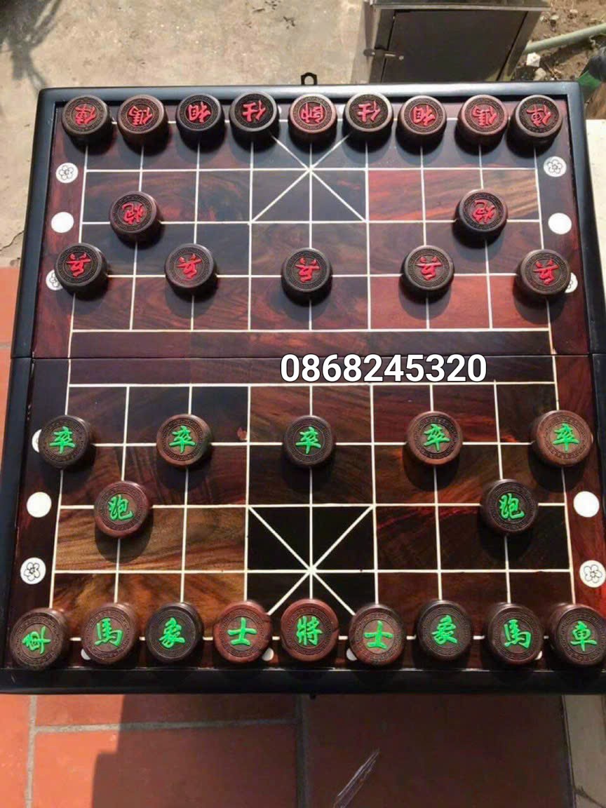 Combo bộ bàn cờ tướng gỗ trắc kt 58×60×3.5cm kt quân 4.5×1.5cm đẹp long lanh