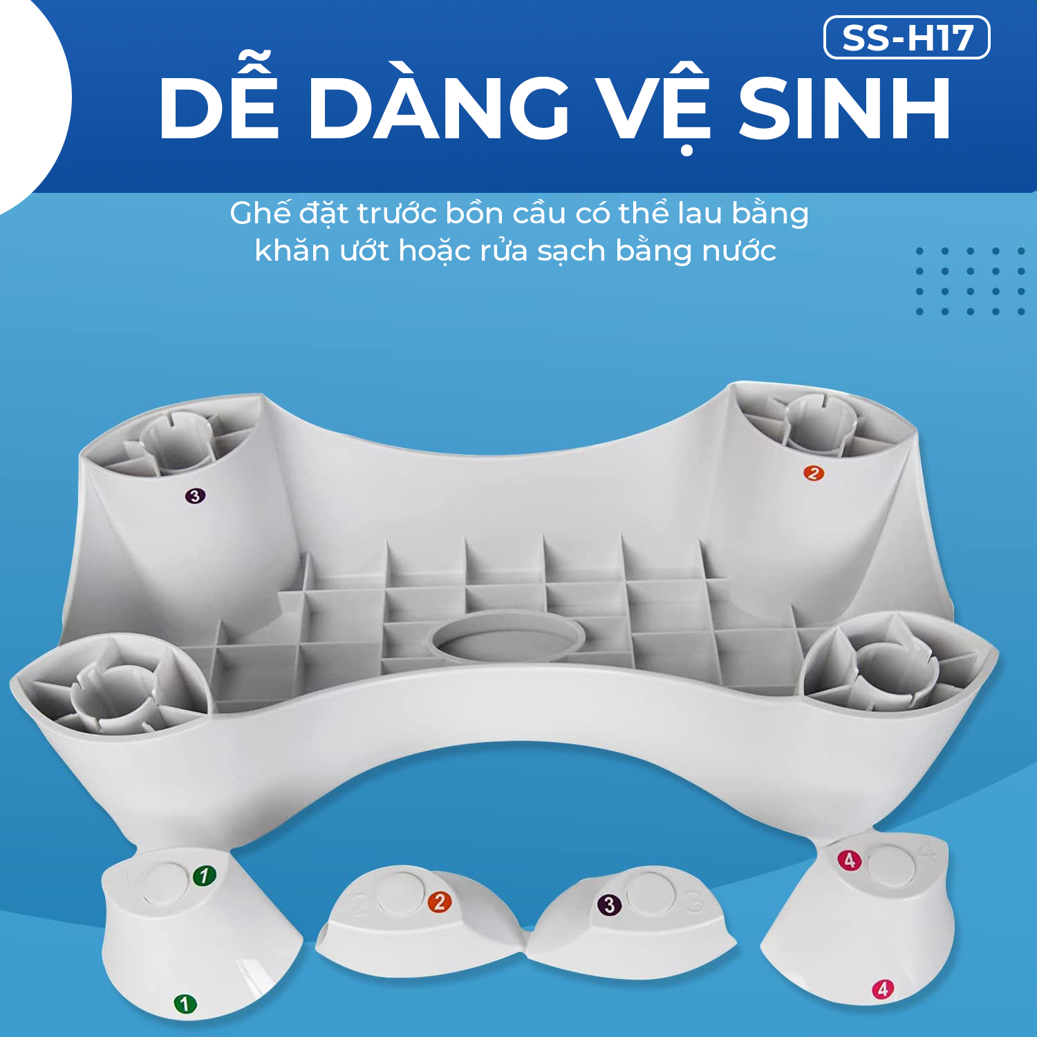 Ghế kê chân toilet PEGA Bidet SS-H17, hỗ trợ đi vệ sinh dễ dàng và thoải mái chống táo bón, làm từ nhựa y tế, ưa chuộng tại Mỹ