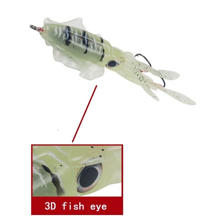 Mồi mưc giả câu cá biển kích thước 15cm x 60g có gắn 2 lưỡi jig head, mồi mềm câu lure cá biển cá ngừ cá bống mú cá chẽm tráp cá nhồng măng cực nhạy – GIAO MÀU NGẪU NHIÊN