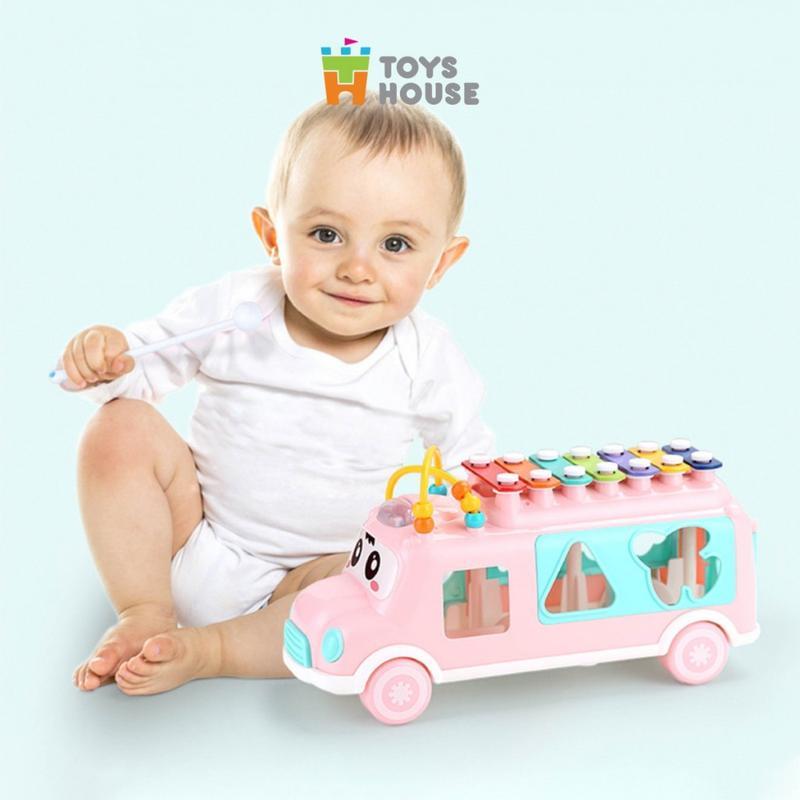 Đồ chơi Xe bus thả hình khối kết hợp đàn gõ Xylophone Bioamicus