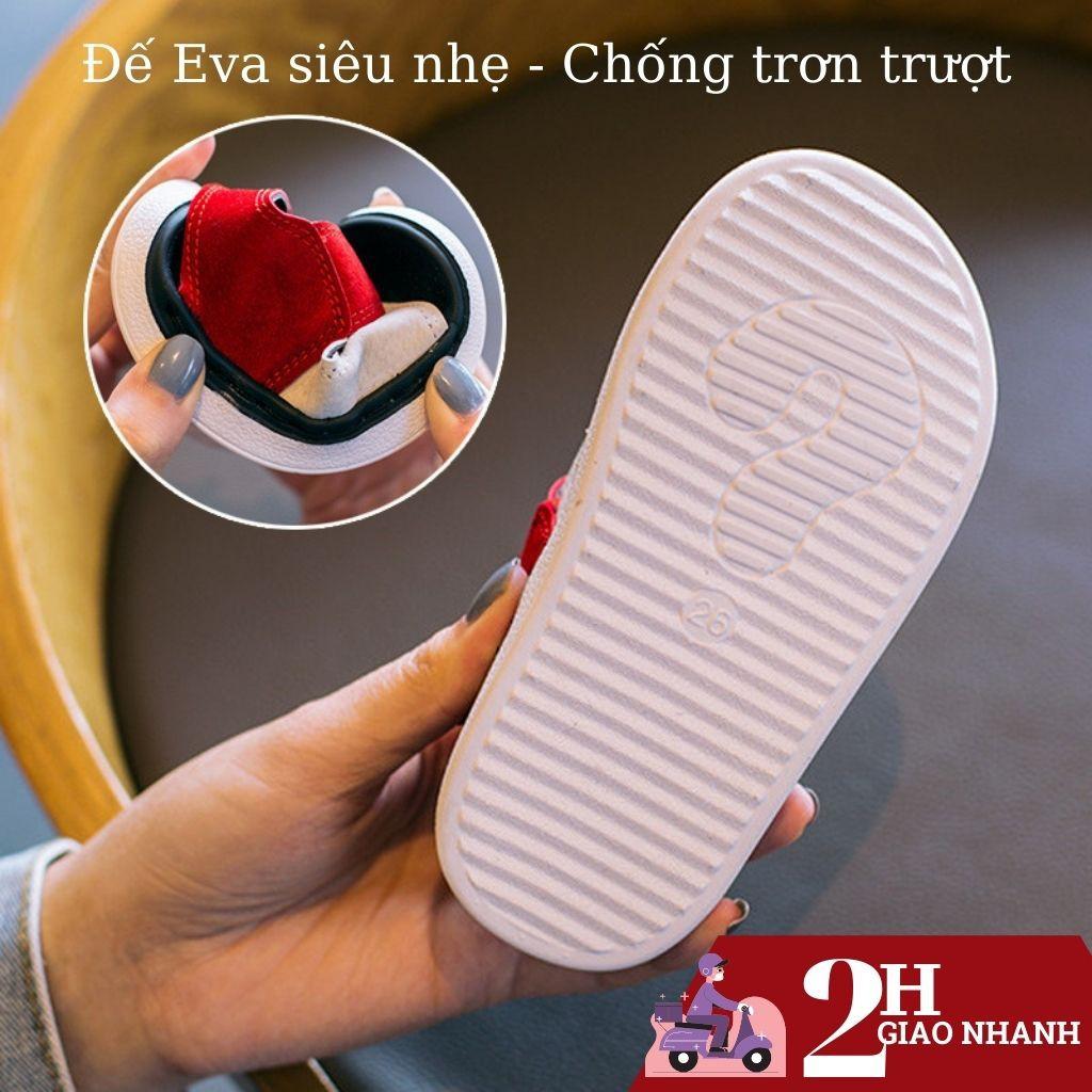 Dép sandal bé trai quai hậu da mềm 2 màu vàng đỏ chống trơn trượt cho bé 1 - 6 tuổi đi học đi biển SD92