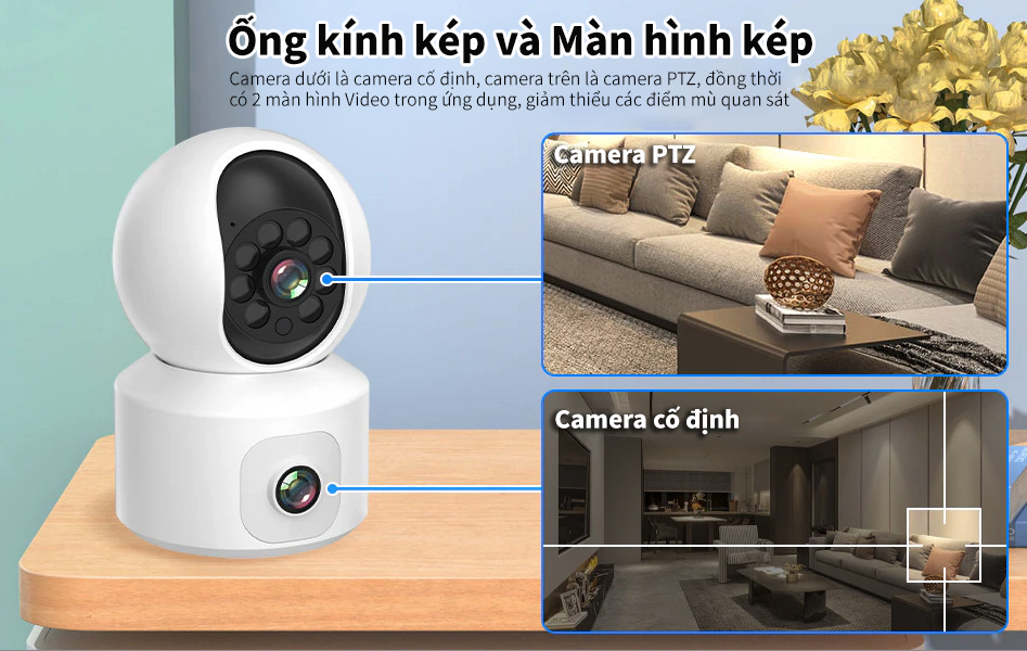 Camera Wifi IPC360 Home PC203, ống kính kép 1080P (FHD), màn hình đôi (Hàng nhập khẩu)