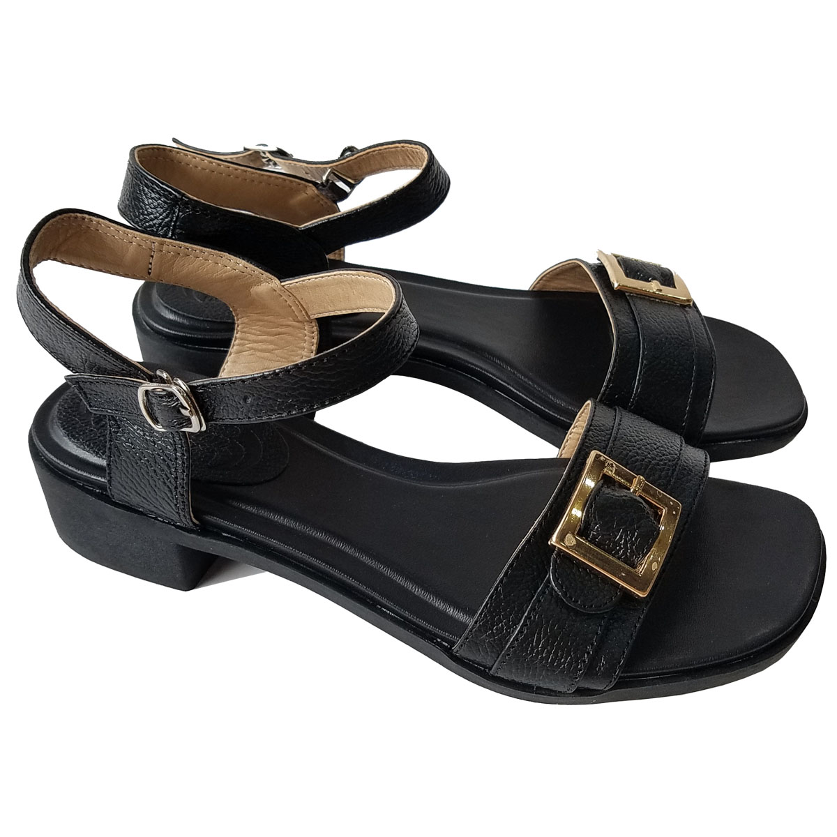 Giày Sandal Nữ Da Bò Thật Cao 4cm HKT327