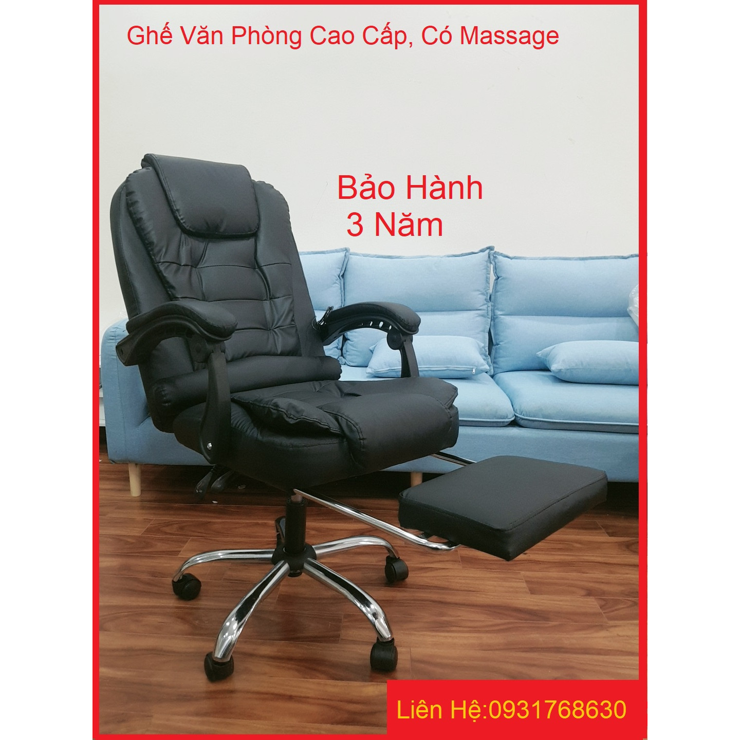 Ghế Giám Đốc Có Massage Cao Cấp bọc da Pu, Ghế Văn Phòng Chân Xoay có gác chân ngả lưng,ghế làm việc kèm masage lưng