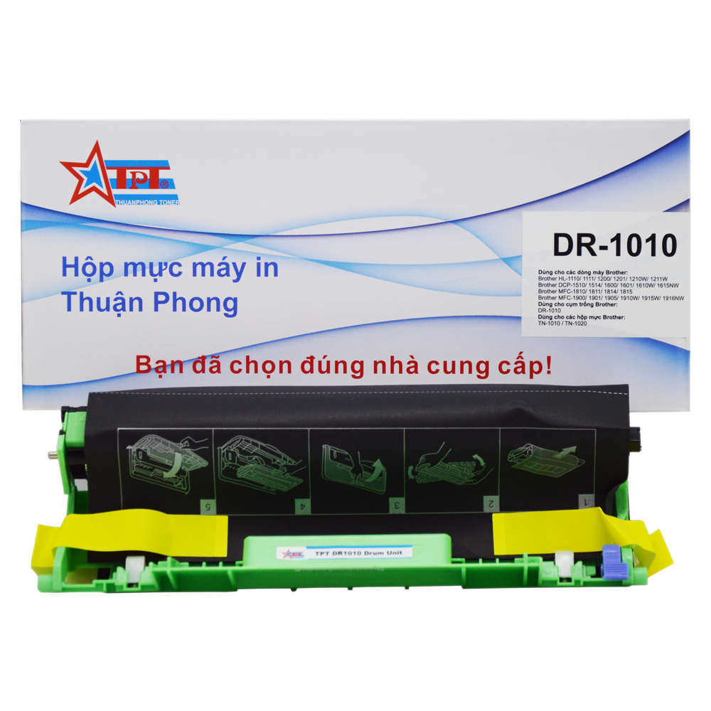 Cụm trống Thuận Phong DR-1010 dùng cho máy in Brother HL-1110/ 1111/ 1200/ 1201/ 1210/ 1211/ DCP-1510/ 1511/ 1514/ 1600/ 1601/ MFC-1810/ 1811/ 1815/ 1900/ 1905/ 1910/ 1915- Hàng Chính Hãng