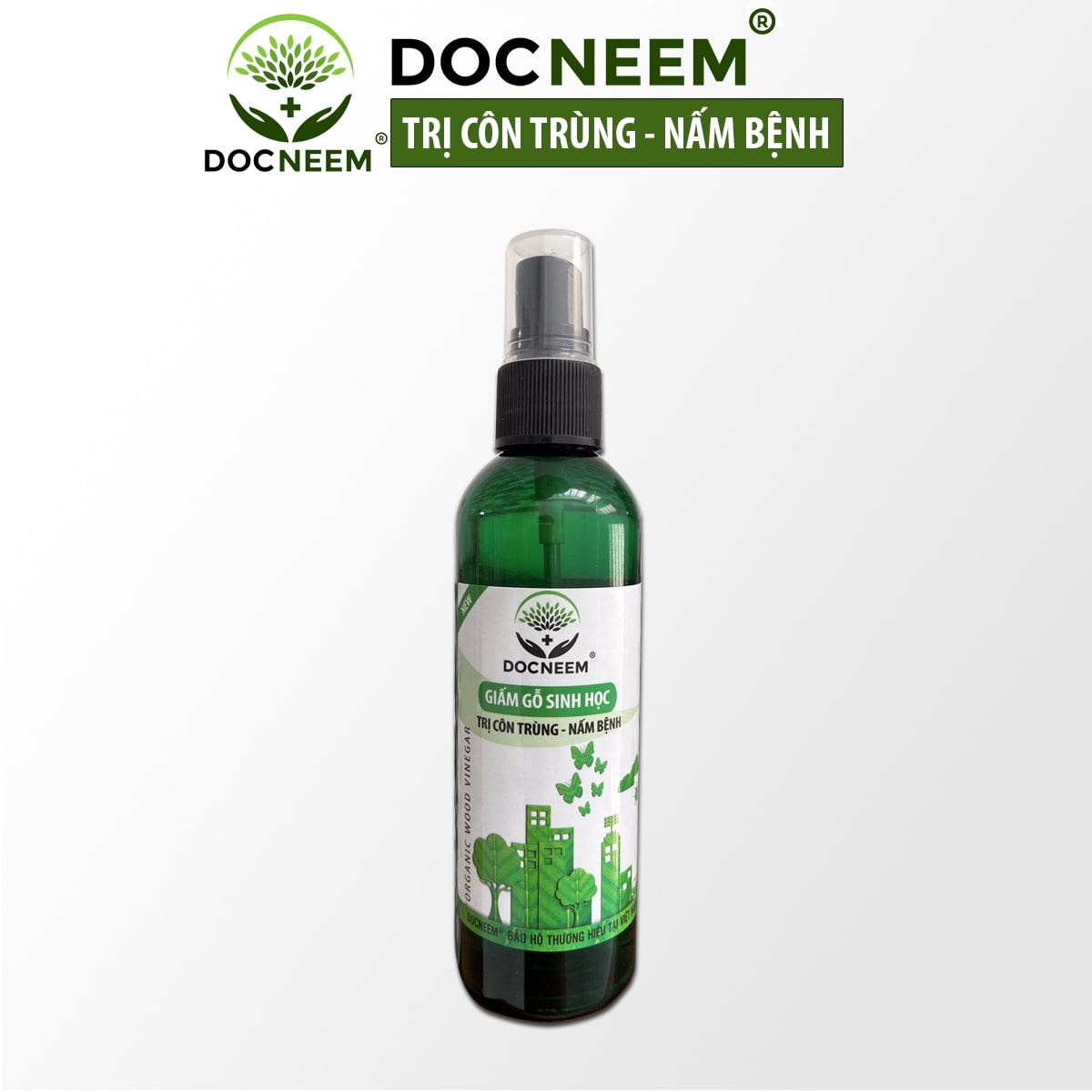 Giấm Gỗ Sinh Học DOCNEEM xua đuổi côn trùng sâu bệnh, trị nấm, bọ trĩ, nhện, rệp, dạng hữu cơ an toàn tuyệt đối, chai dạng phun, dung tích 100ml, chính hãng thương hiệu DOCNEEM