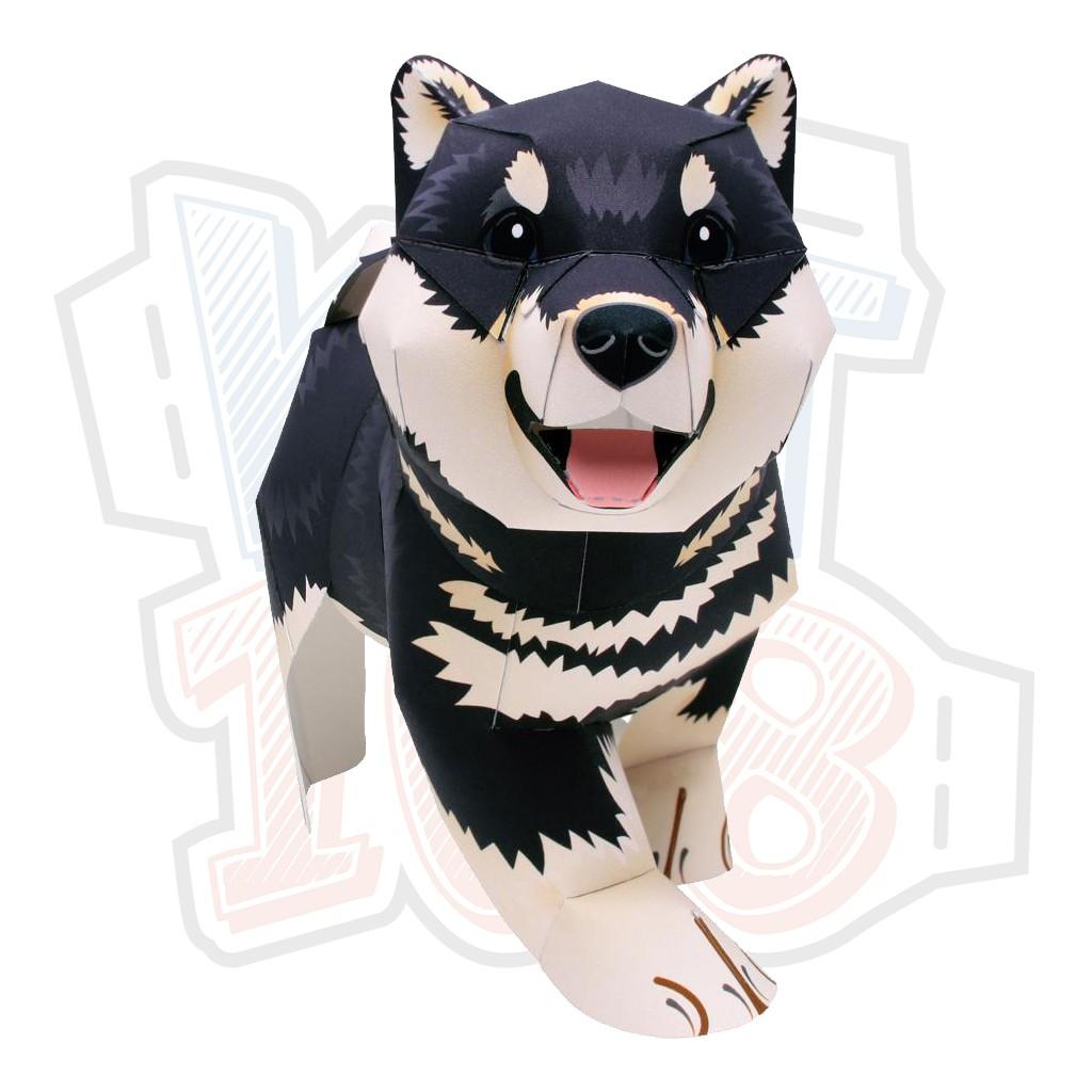 Mô hình giấy động vật Chó Shiba Inu đen