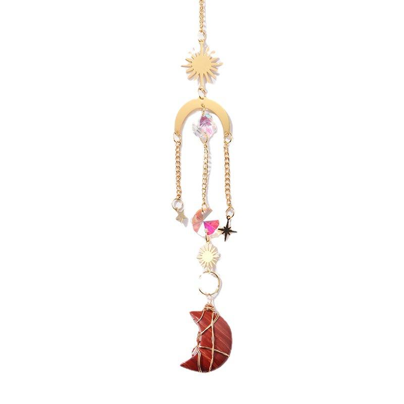  Sun Catcher Moon Wind Chime mặt dây chuyền trang trí nhà, dây chuyền tinh thể