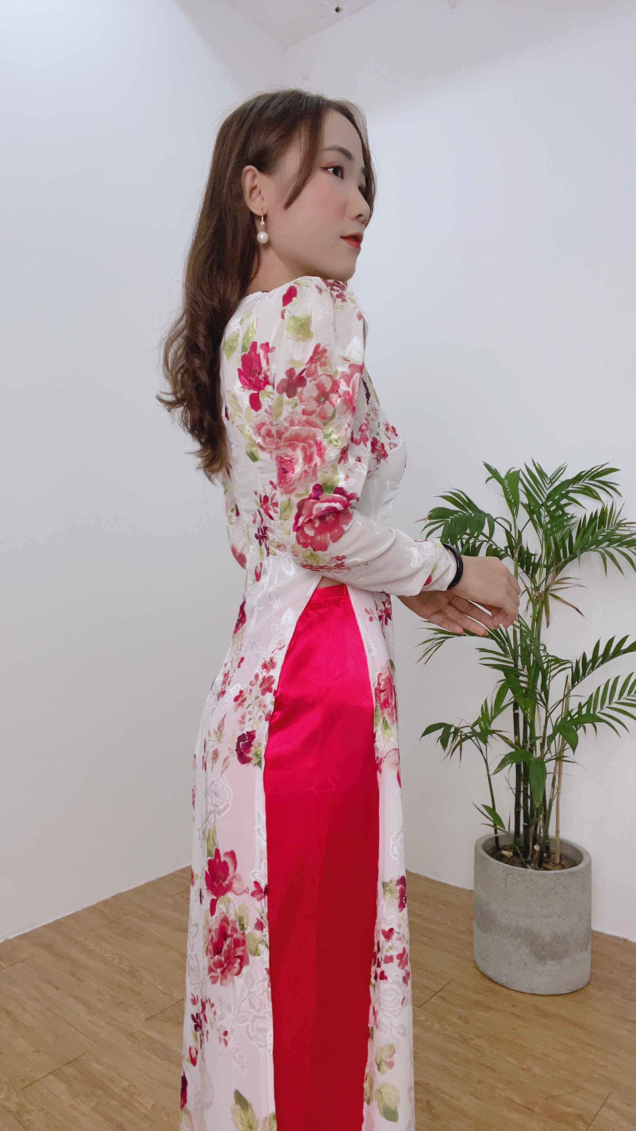 SÉT ÁO DÀI IN HOA TRẺ TRUNG