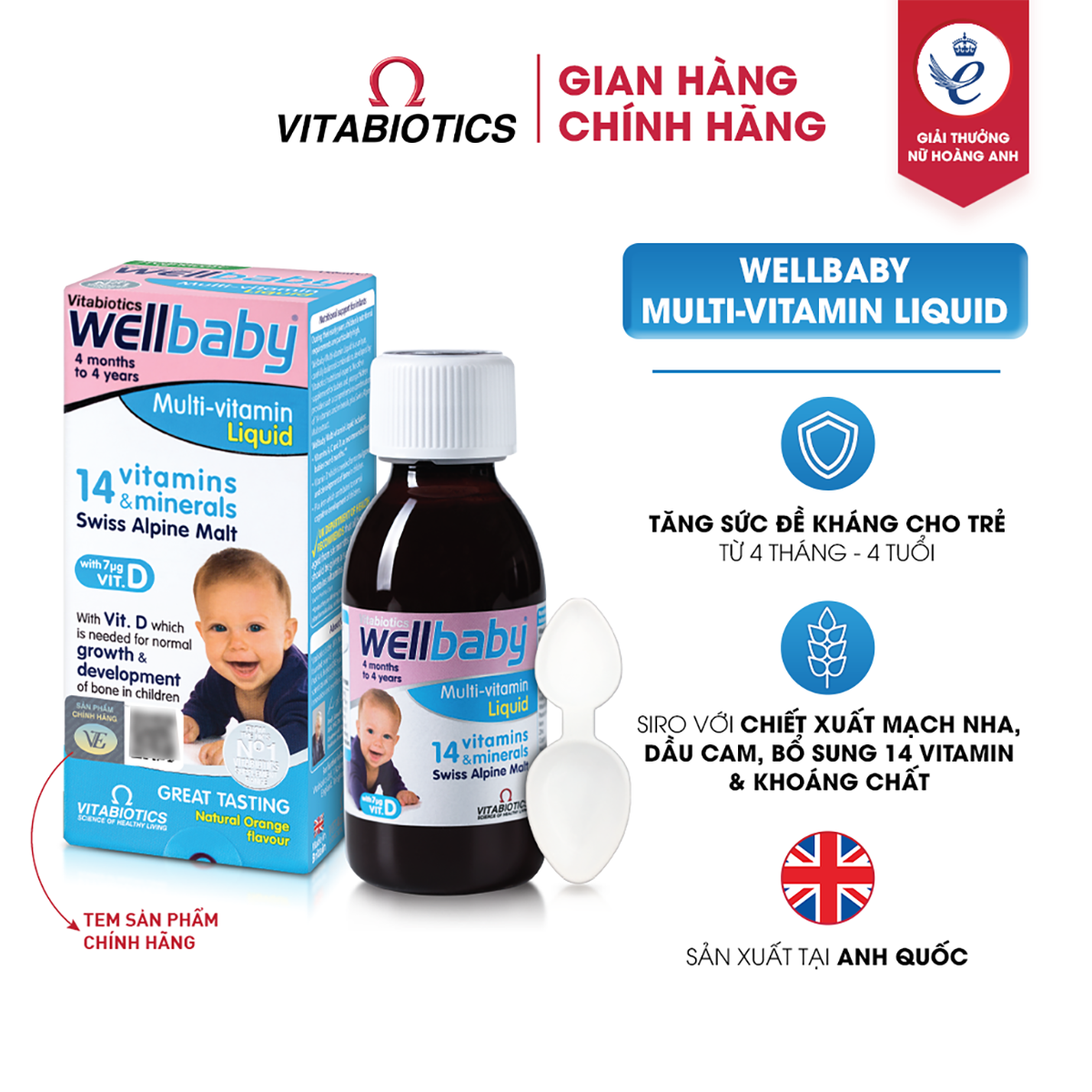 Bộ Sản Phẩm Vitabiotics Cho Bé OSTEOCARE Chắc Khỏe Xương 200ML Và WELLBABY Tăng Cường Sức Đề Kháng 150ML