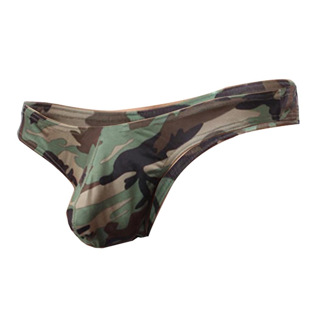 Mens Camouflage T-Back Underwear Low-rise Bikini G-String Thong Briefs