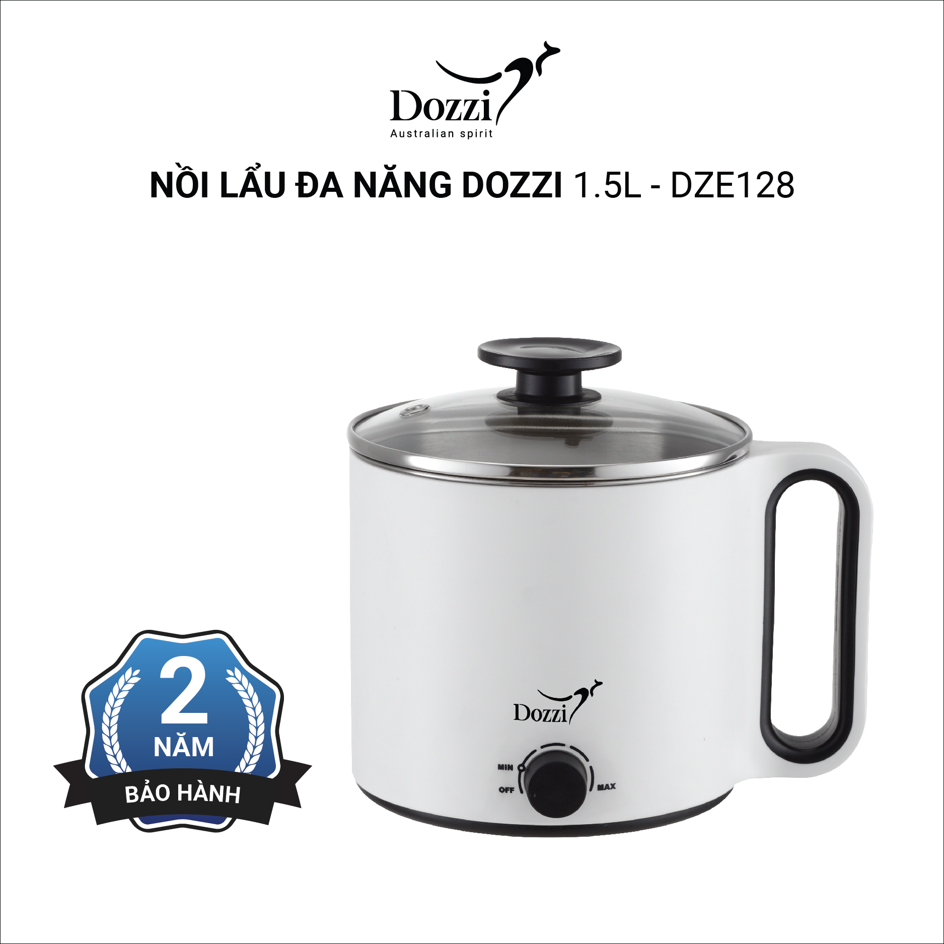 Nồi lẩu đa năng 1.5lít DZE128 Dozzi (Hàng chính hãng)