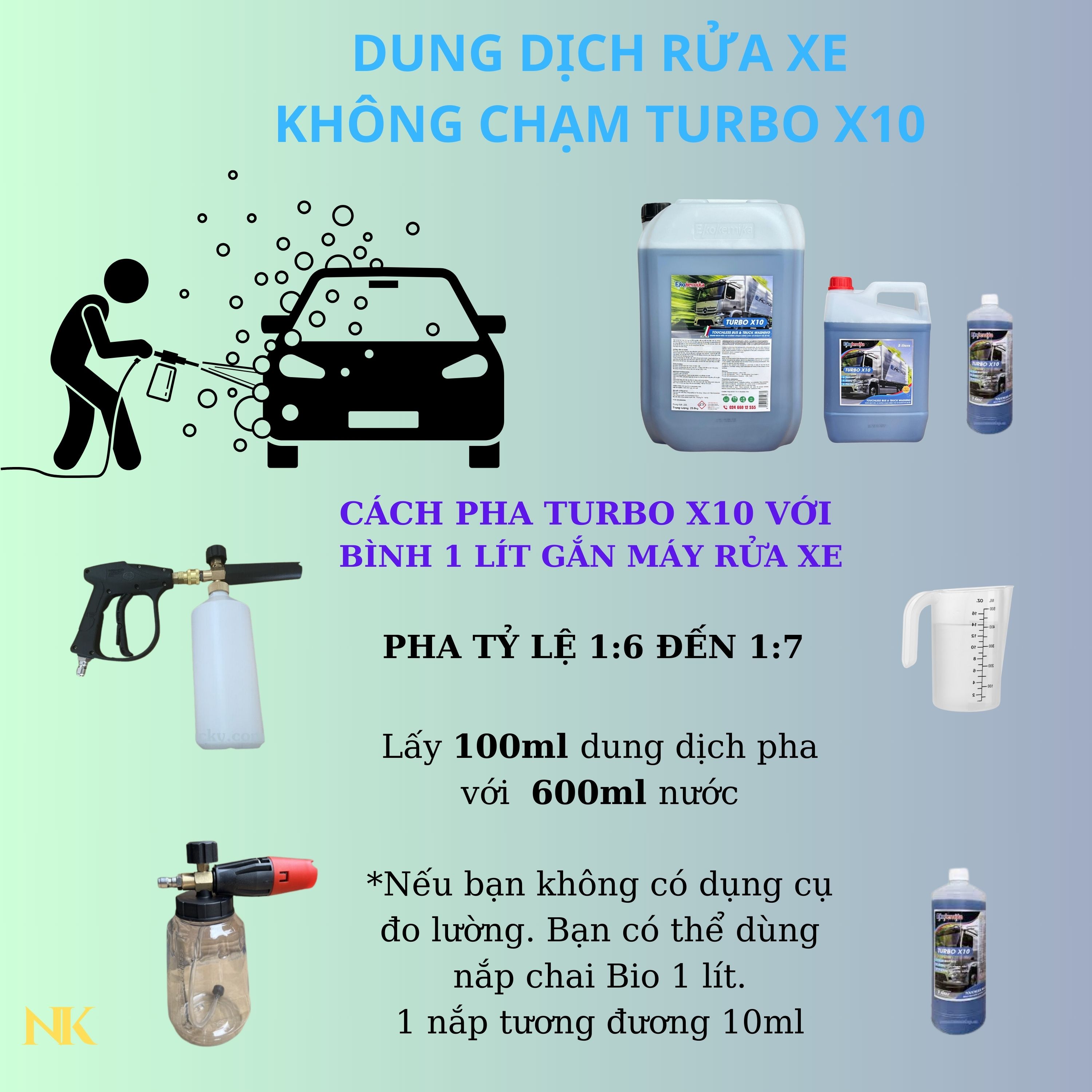 Turbo X10 - 5 lít - Dung dịch rửa xe không chạm - Nước rửa xe bọt tuyết - Ekokemika