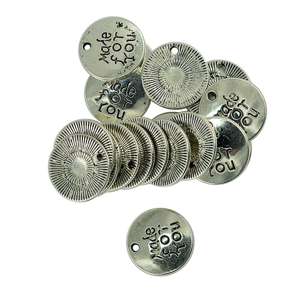 20 Pieces Alloy Round Made for You Pendants Charms Findings for DIY Jewelry Making