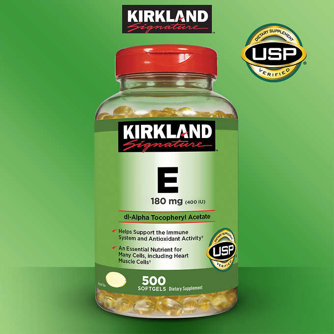 Vitamin E Mỹ Kirkland Signature E 180mg (400 IU) – Giúp đẹp da, tóc, làm chậm quá trình lão hóa và tăng sức khỏe tổng thể - QuaTangMe Extaste