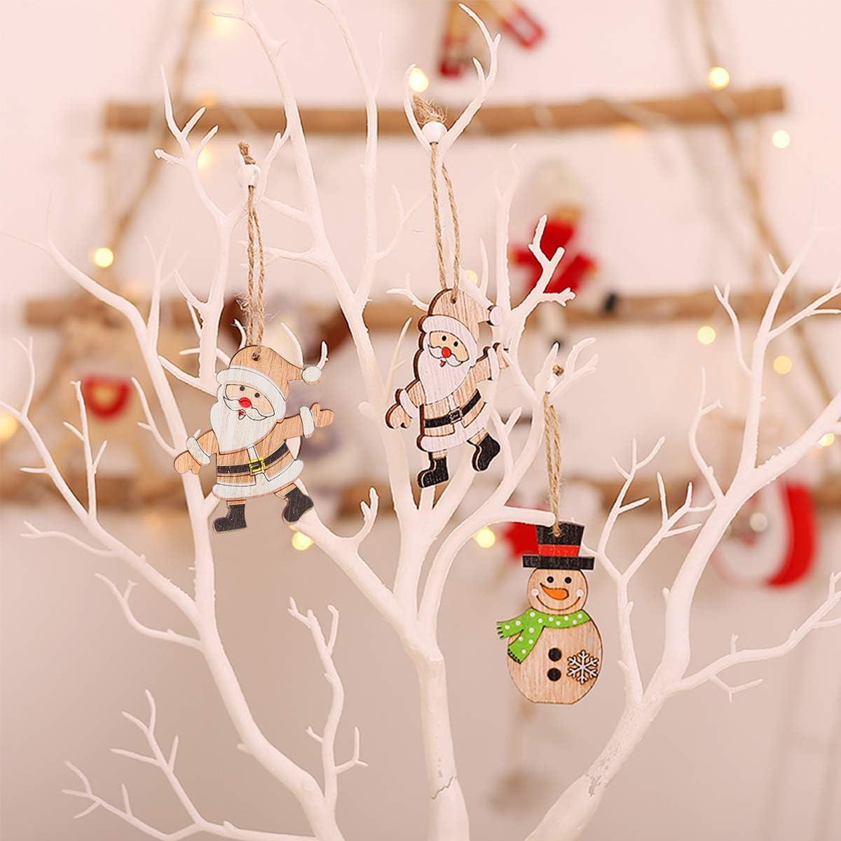 Trang trí cây Giáng sinh bằng gỗ để treo, treo đồ trang trí trong gỗ Giáng sinh, bộ chip gỗ trang trí đầy màu sắc, mặt dây chuyền Giáng sinh với hộp lưu trữ và khăn quàng cổ