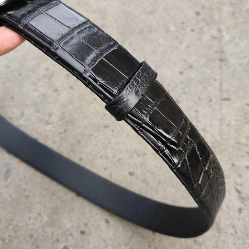 Dây lưng da cá sấu BẢN LỚN phù hợp bụng bia. Da bụng có vân đẹp linh hoạt!