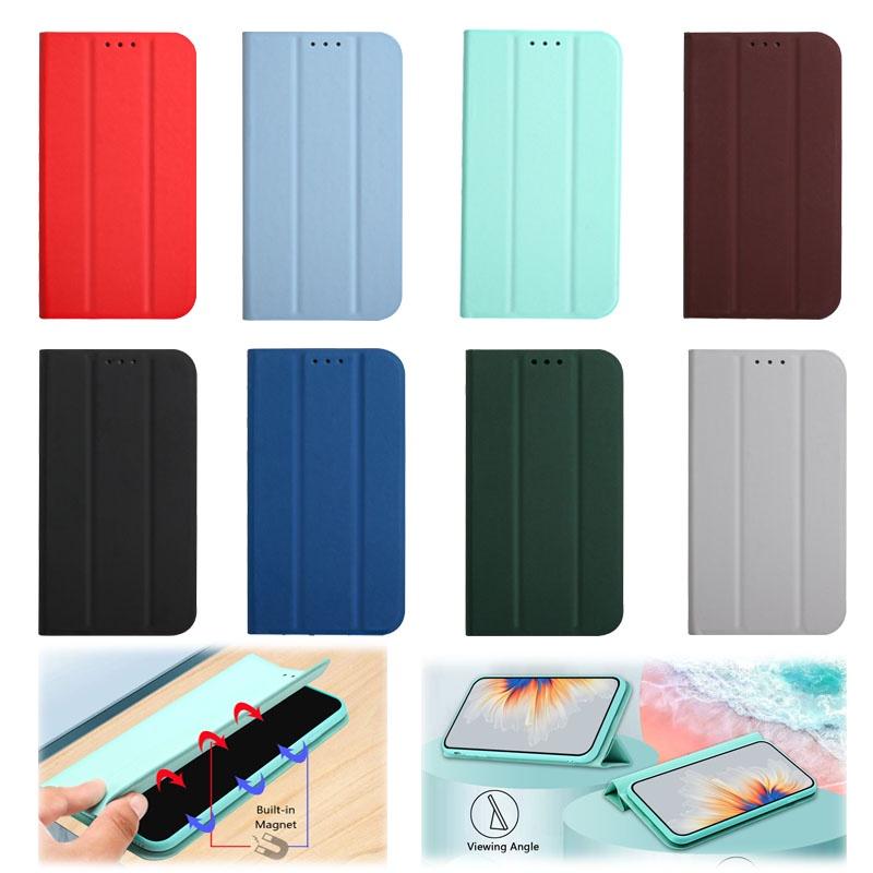 Bao da điện thoại PU màu trơn gập 3 siêu mỏng cho Samsung Galaxy S21+ / S21 Plus S21 Ultra S21 FE 5G A51 A71