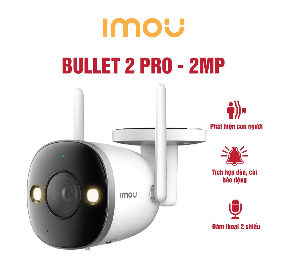 CAMERA IP IMOU F46FEP BULLET 2 PRO, VỎ SẮT, LEN 2.8MM, KẾT NỐI WIFI (Hàng chính hãng) - GA