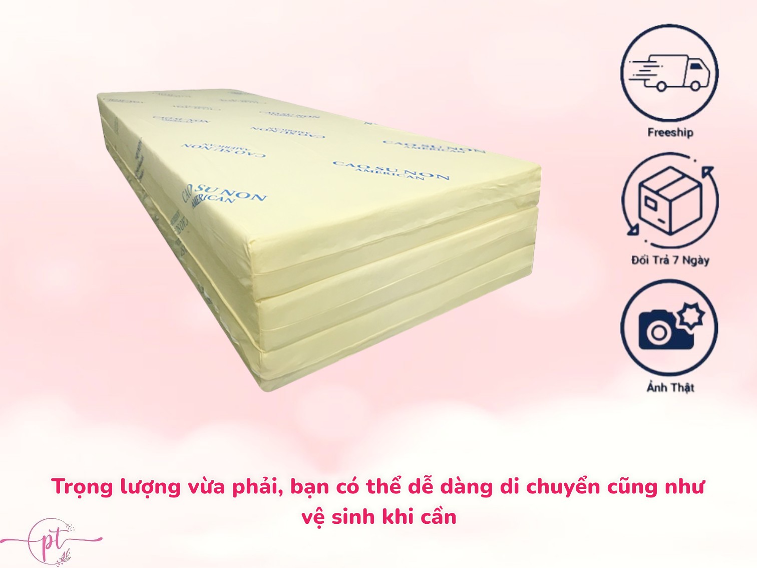Nệm Cao Su Non America Đệm Cao Su Non Hàng Chính Hãng Gấp 3 Đủ Size 1m Đến 1m8 Dày 10cm