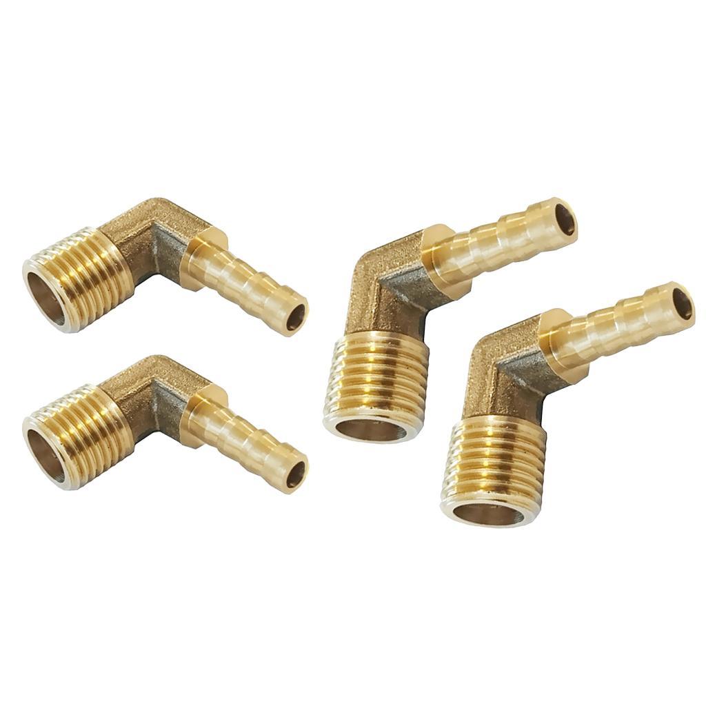 2 pcs 1/4'' BSP to 8mm +2 pcs 1/8'' BSP to 8mm Brass Male Elbow Hose Fittings