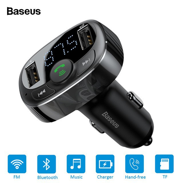 Tẩu sạc ô tô Baseus S13 sạc nhanh QC 4.0 , PD 36W Max cho điện thoại , Bluetooth 5.0 tích hợp FM, thẻ nhớ TF SD, USB x2 - Hàng Chính Hãng