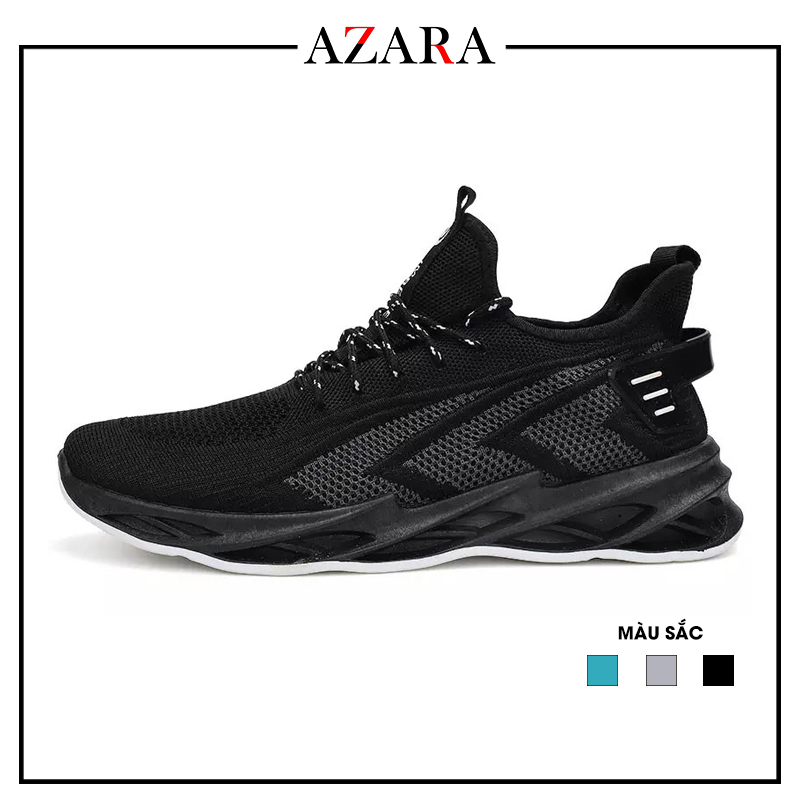 Giày Thể Thao Nam AZARA - Giày Sneaker Màu Đen -  Xanh Đen - Xám, Đế Êm, Chống Trơn Trượt, Ôm chân - G5075