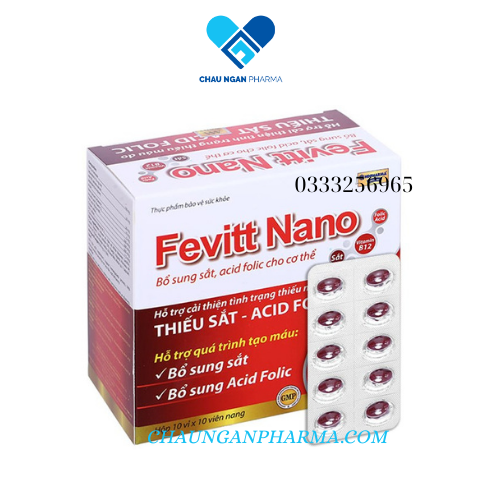 Viên uống bổ máu Fevitt Nano HDPHARMA bổ sung Sắt hữu cơ, Acid Folic - 30 viên 