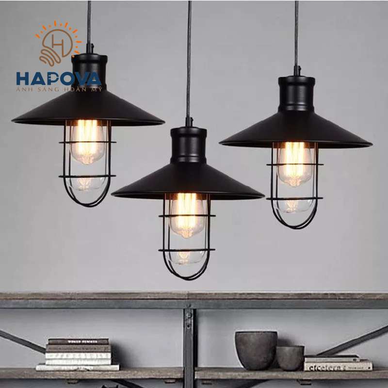 Đèn trần thả trang trí lồng kính HAPOVA ENDA 6803 Tặng kèm bóng Edison
